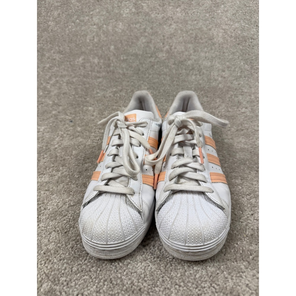 Adidas Superstar White Peach Orange Leather Shell Toe Sneakers GZ9097 Mens 7
